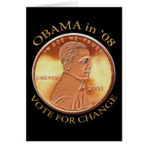 Cartão da moeda de um centavo de Barack Obama
