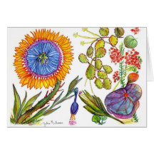 Cartão das flores Botanical-59 e das folhas
