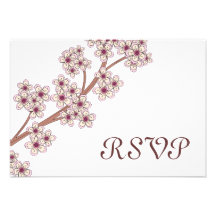 Cartão das flores de cerejeira RSVP Convites