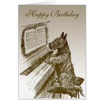 Cartão de aniversário 2 do cão do piano