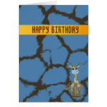Cartão de aniversário azul do girafa