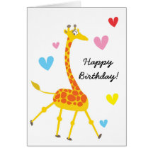 Cartão de aniversário bonito do girafa