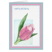 Cartão de aniversário cor-de-rosa da tulipa