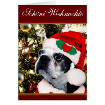 Cartão de Boston Terrier do Natal de Schöni Wienac