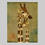 Cartão de bronze dourado do monograma dos girafas cartées postais