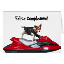 Cartão de Felice Compleanno Jack Russell Terrier