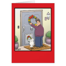 Cartão de Natal engraçado da grinalda do cão
