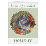Cartão de Natal sonolento ILUSTRADO FECT do gato d