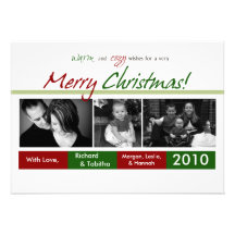 cartão de Natal verde vermelho da FOTO das caixas  Convite Personalizados