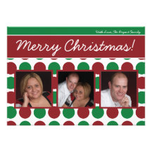 cartão de Natal verde vermelho da FOTO de Poka das Convite Personalizado