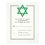Cartão de resposta verde de Mitzvah do bar da estr Convites Personalizado