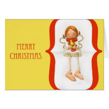 Cartão de sorriso do Natal do anjo (ouro)