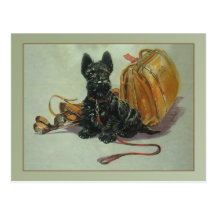 Cartão de viagem do cão do Scottie do vintage Cartão Postal