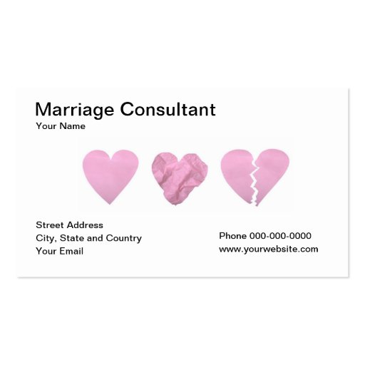 Cartão de visita do consultante do casamento