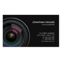 Cartão de visita do fotógrafo da objectiva