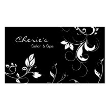 Cartão de visita floral branco preto dos redemoinh