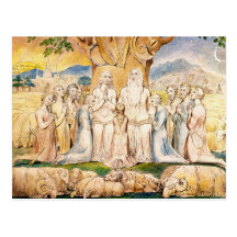 Cartão de William Blake:  Trabalho e sua família Cartao Postal