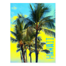 Cartão do amarelo da arte da palma de Havaí Cartão Postal