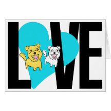 Cartão do amor, do coração & do cão (azul)