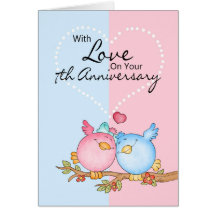 cartão do aniversário - 7os pássaros do amor do an