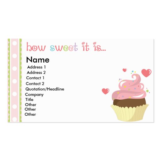 Cartão do contato do cupcake cartão de visita