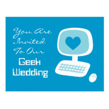 Cartão do convite do casamento do geek cartao postal