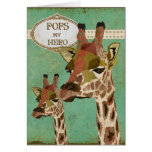 Cartão do dia dos pais dos girafas de Rosa