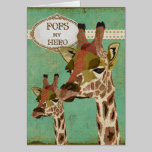 Cartão do dia dos pais dos girafas de Rosa postais