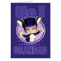 Cartão do dia dos pais - gato bonito - Grandad No1
