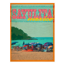 Cartão do estilo do vintage de Sayulita México Cartao Postal