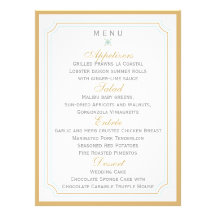 Cartão do menu do casamento de Miami Convite Personalizados
