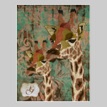 Cartão do monograma dos girafas de Rosa cartées postais
