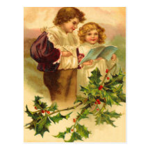 Cartão do Natal do azevinho do vintage Cartao Postal