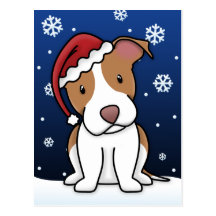 Cartão do Natal do pitbull de Kawaii Cartão Postal