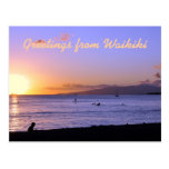 Cartão do por do sol da praia de Waikiki Cartão Postal