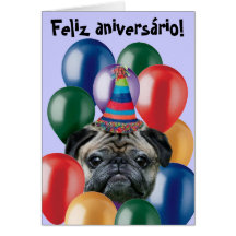 Cartão do pug do aniversário de Feliz Aniversário