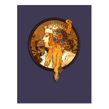 Cartão do retrato de Nouveau da arte de Mucha Cartoes Postais