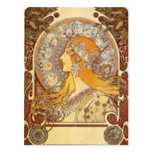 Cartão do zodíaco de Nouveau Alphonse Mucha da art Cartoes Postais