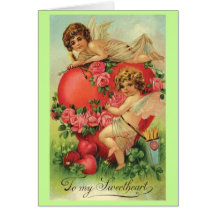 Cartão dos namorados do vintage com Cupido