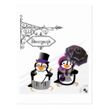 Cartão dos pinguins de Steampunk Cartões Postais