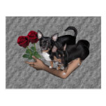 Cartão dos rosas da chihuahua cartao postal