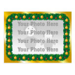Cartão dourado do Natal da foto do pinho Cartão Postal