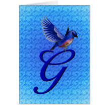 Cartão elegante inicial do Bluebird de G do monogr
