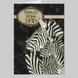 Cartão elegante preto do dia dos pais das zebras postais