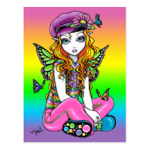 Cartão feericamente da arte da borboleta bonito "e cartoes postais