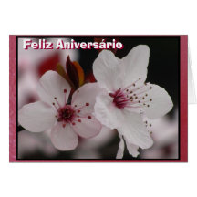 Cartão - Feliz Aniversário - Flores de Cerezo