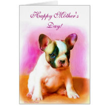 Cartão feliz do buldogue francês do dia das mães