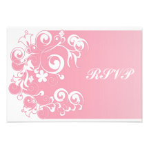 Cartão floral cor-de-rosa de RSVP Convites Personalizado
