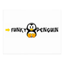 Cartão Funky do design do pinguim Cartoes Postais