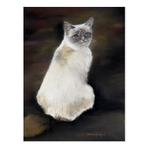 Cartão original da arte do gato de Ragdoll Cartao Postal